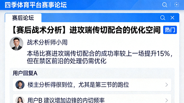 四季体育平台赛后论坛板块截图，展示热门战术讨论帖与用户回复